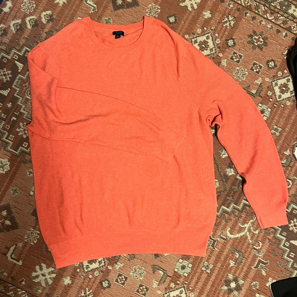 J.Crew Men's Coral Crewneck Sweater, XL, 100% Cotton. super soft